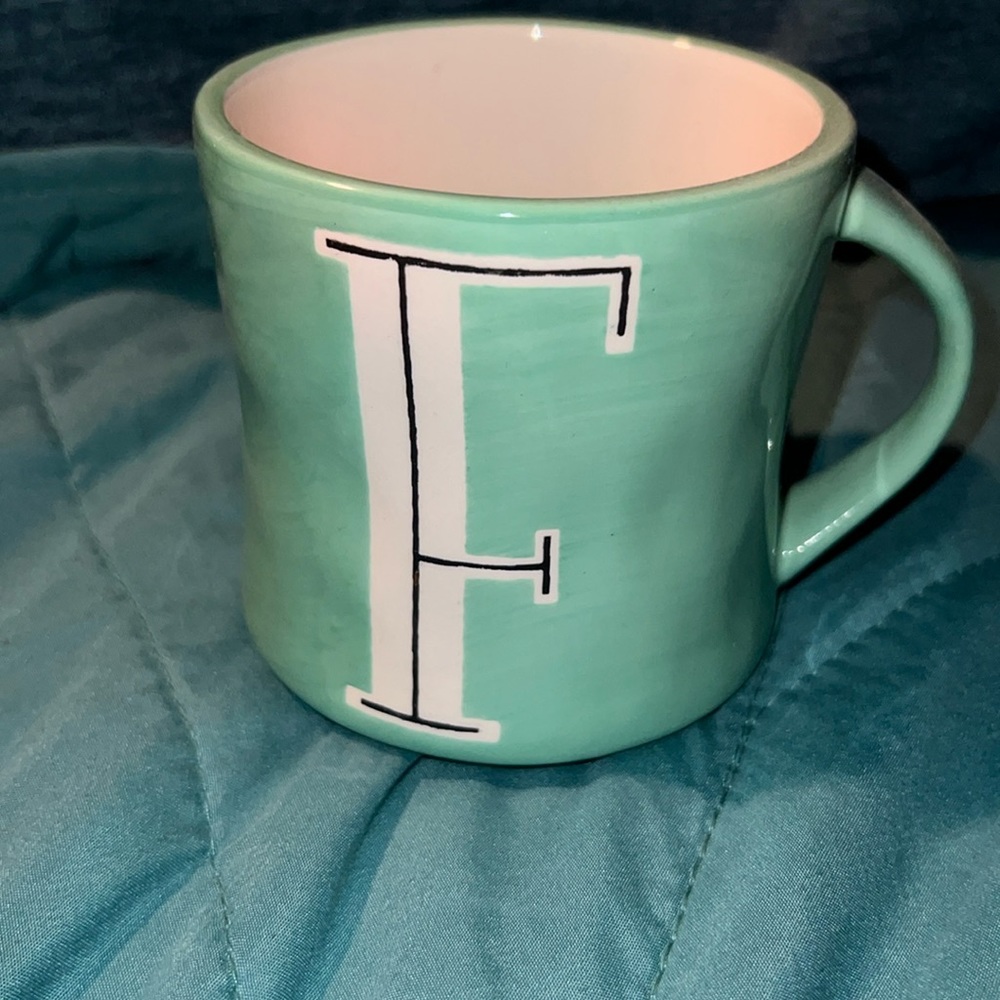 Anthropologie Set of two mugs initial F